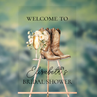 Elegant Boots & Bubbly Fête des mariées Affiche de