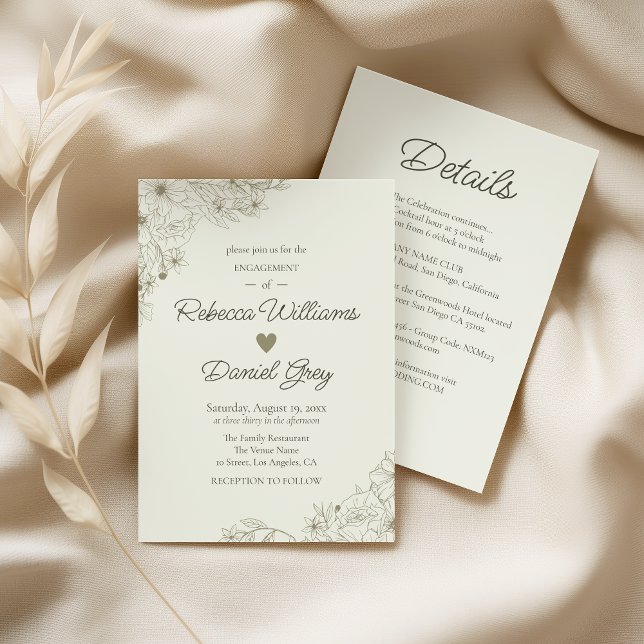Elegant Botanical Engagement Party Invitation (Créateur téléchargé)