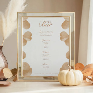 Elégant Botanical Ivory & Terracotta Bar Menu