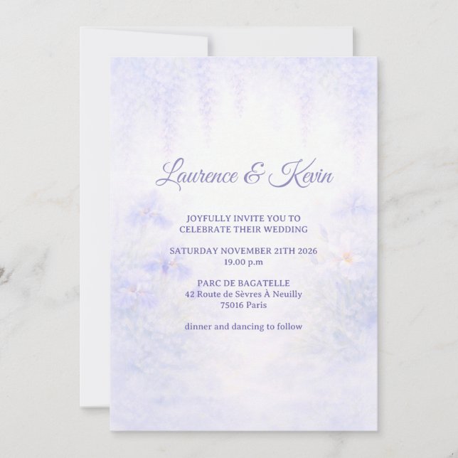 Elegant Botanical Wedding Invitation (Devant)