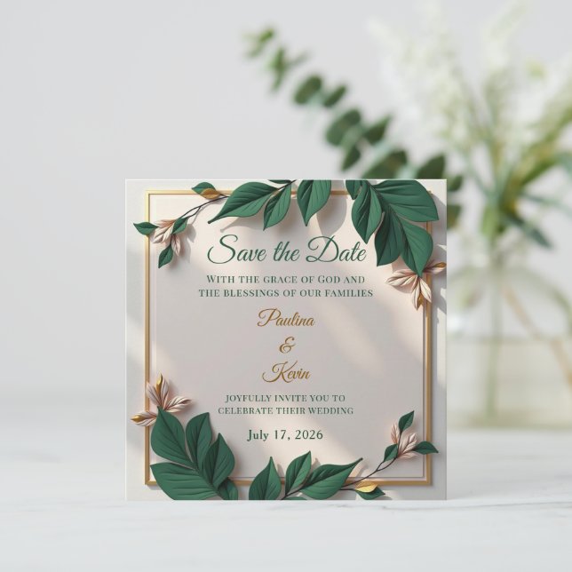 Elegant Botanical Wedding Invitation (Debout devant)