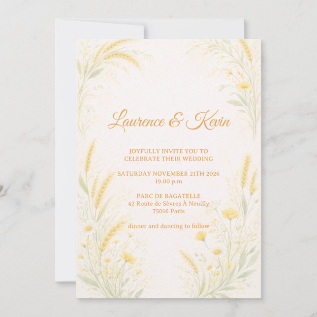 Elegant Botanical Wedding Invitation (Devant)