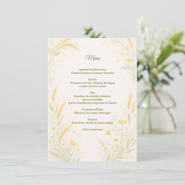 Elegant Botanical Wedding Menu (Debout devant)
