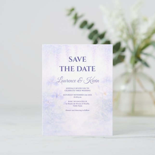 Elegant Botanical Wedding Save the date (Debout devant)