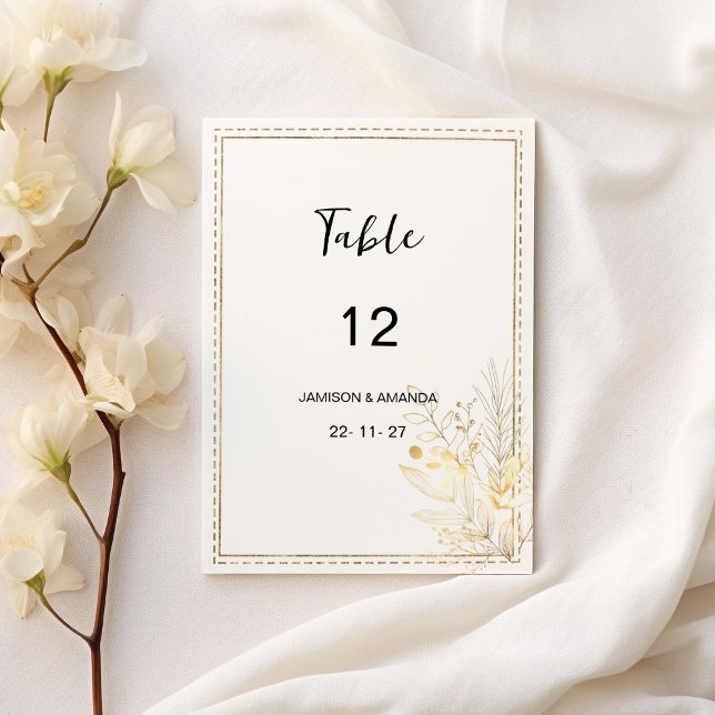 Elégant botanique blanc or floral Numéros de table (Elegant botanical white gold floral Table Numbers)