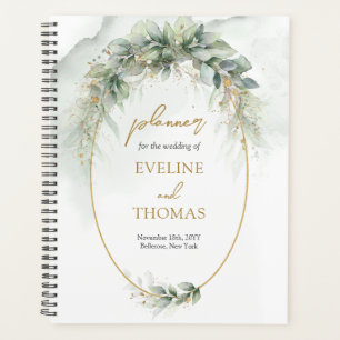 Elégant botanique vert eucalyptus or géométrique