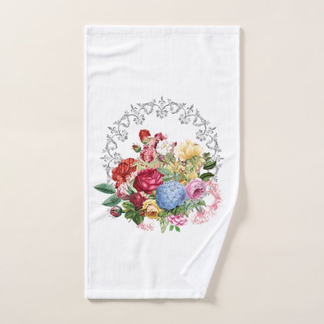 Élégant botanique vintage avec couronne argentée (Serviette à main)