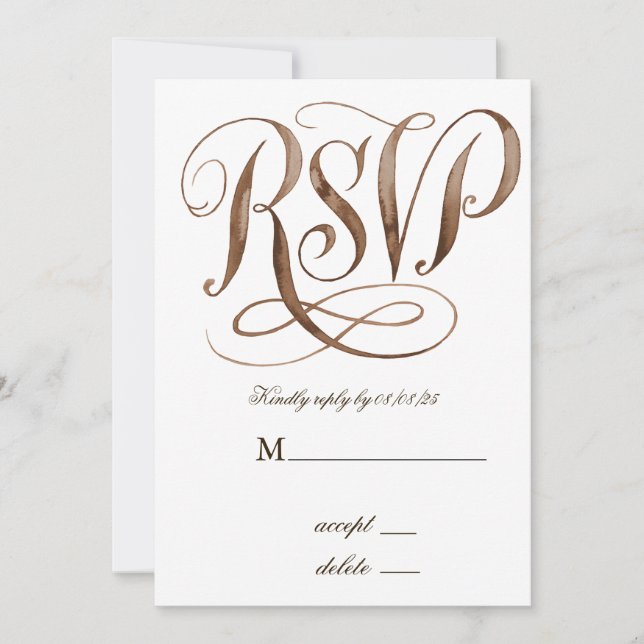 Elégant Bouquet vert et gris Mariage Cartes RSVP (Devant)