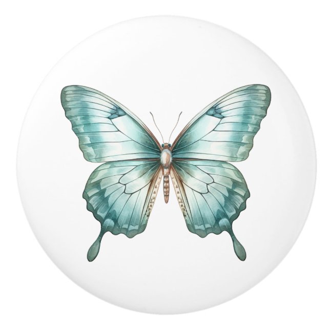 Elégant bouton papillon Turquoise Turquoise Blue D (Devant)