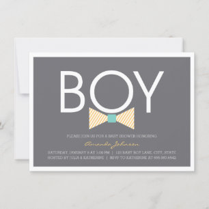 Elegant Bow Cravate garçon bébé douche Invitations