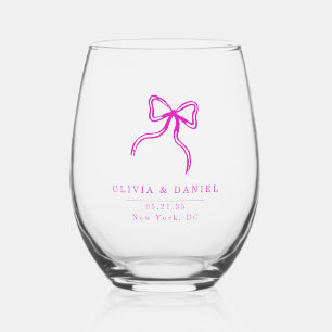 Elegant Bow Mariage rose en faveur Verre