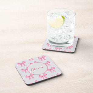 Élégant Bow rose Personnalisé Dessous de verre en 