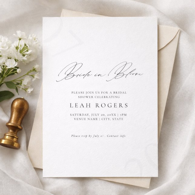 Elegant Bride in Bloom Bridal Shower Invitation (Créateur téléchargé)