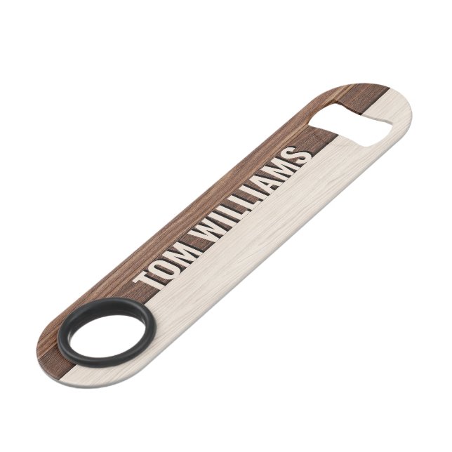 Elégant Brown Bois Texture Style Moderne Monogramm (Devant angulaire)