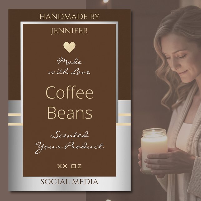 Elégant Brown et Silver Étiquettes d'emballage de  (Créateur téléchargé)