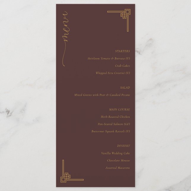 Elegant Brown Geometric Menu (Devant)