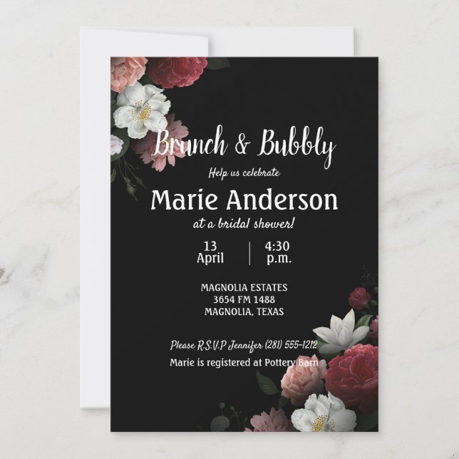 Elégant Brunch de Fête des mariées rose et bordeau (Devant)