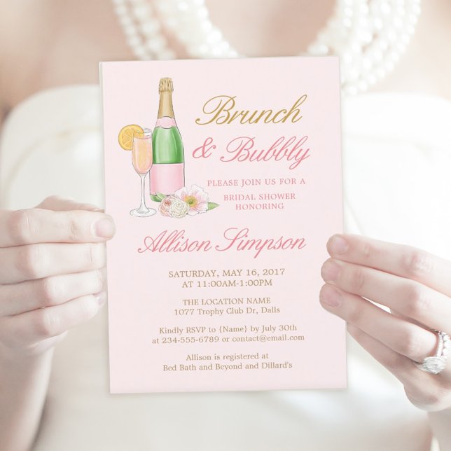 Elégant Brunch et Bubbly Bridal Shower Invitation (Créateur téléchargé)