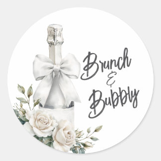 Élégant Brunch Floral Blanc et Stickers Bubbly