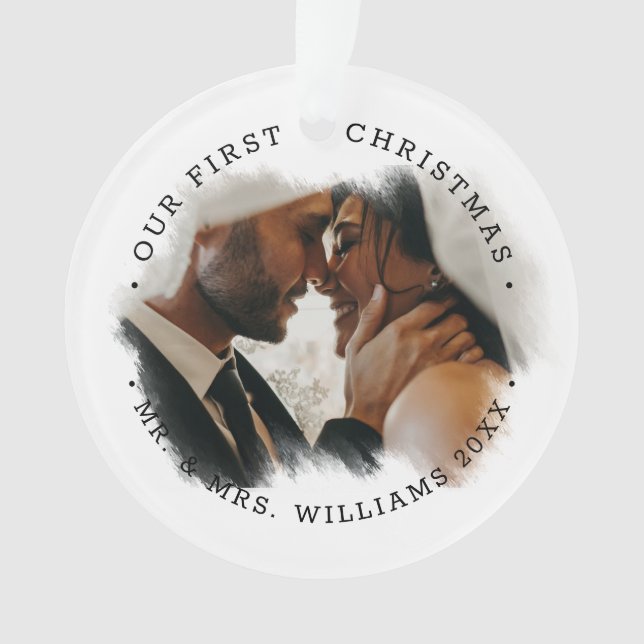 Elegant Brushstroke Overlay Photo Acrylic Ornament (devant)