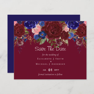 Élégant budget Burgundy Blue Floral Mariage