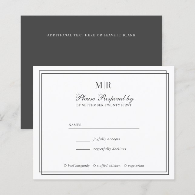 Élégant budget double frontière Monogramme mariage (Devant / Derrière)