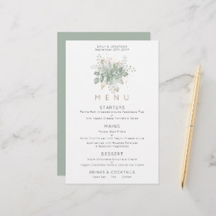 Elégant budget Eucalyptus Feuille Green Gold Menu