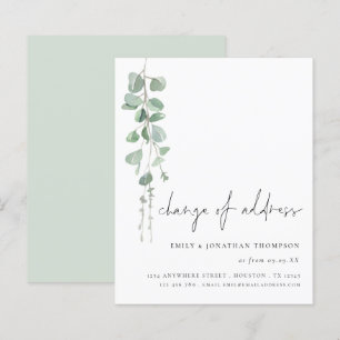 Élégant budget Eucalyptus Script Changement d'adre