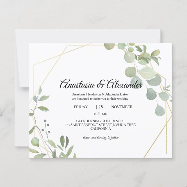 Elegant Budget Invitation to wedding ceremony. (Devant)