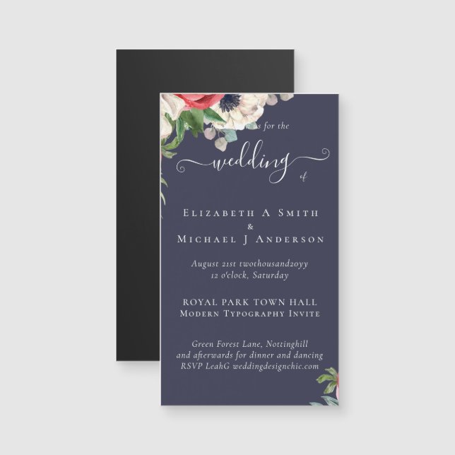 Élégant budget Mariage rouge blanc bleu floral (Devant / Derrière)