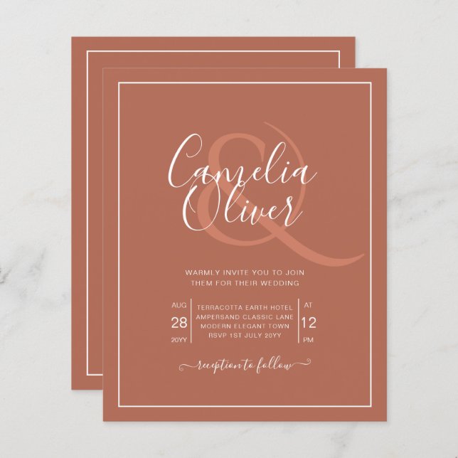 Élégant BUDGET Mariage Terracotta Classique Mariag (Devant / Derrière)