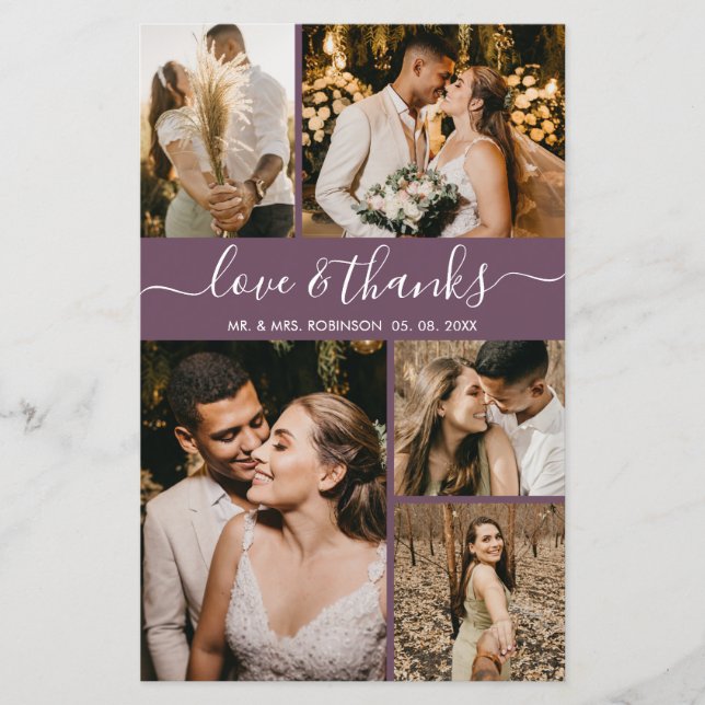 Elégant budget Mauve Photo Mariage Merci Circulair (Devant)