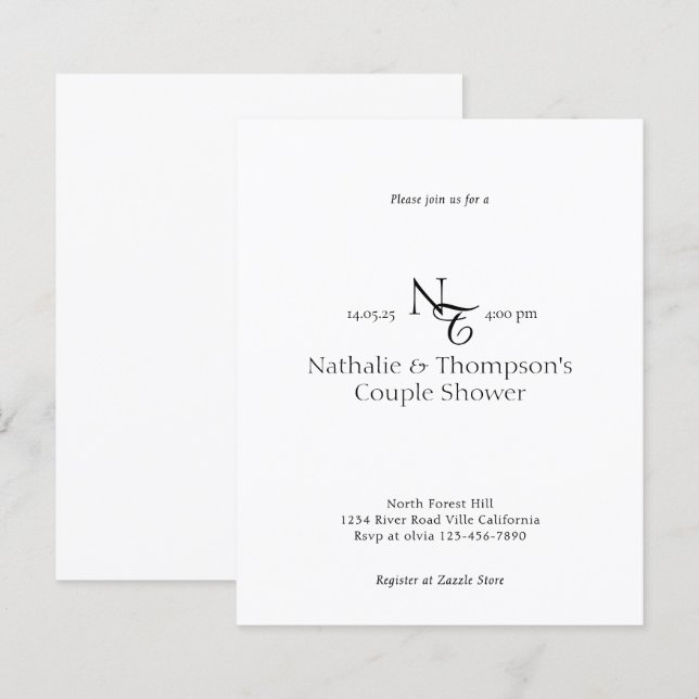 Élégant BUDGET Monogramme Couple Douche nuptiale (Devant / Derrière)