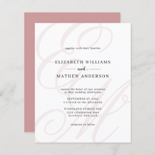 Élégant budget Script Dusty Pink Monogram Mariage
