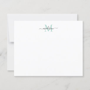 Élégant budget Script Monogram Mint Carte pour not