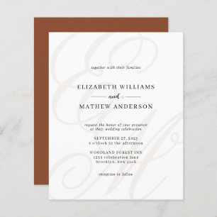 Élégant budget Script Terracotta Monogram Mariage