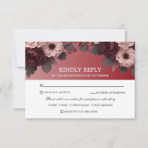 Elégant Burgundy Blush Rose Boho mariage RSVP