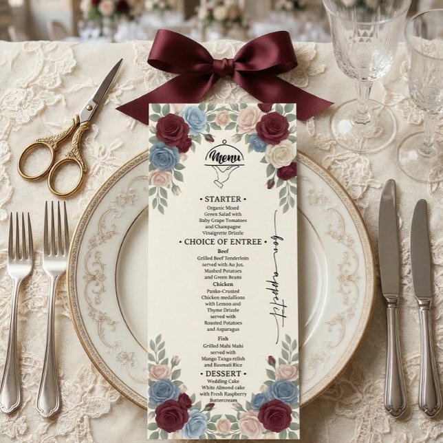 Elegant Burgundy Chic Wedding Menu (Créateur téléchargé)