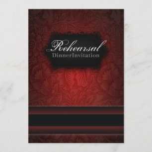 Elégant burgundy damask Rehearsal Dîner Invitation