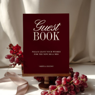 Élégant Burgundy Livre d'hôtes Mariage Tabletop Si