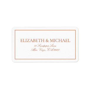 Élégant Burnt Orange Classic Script Étiquette