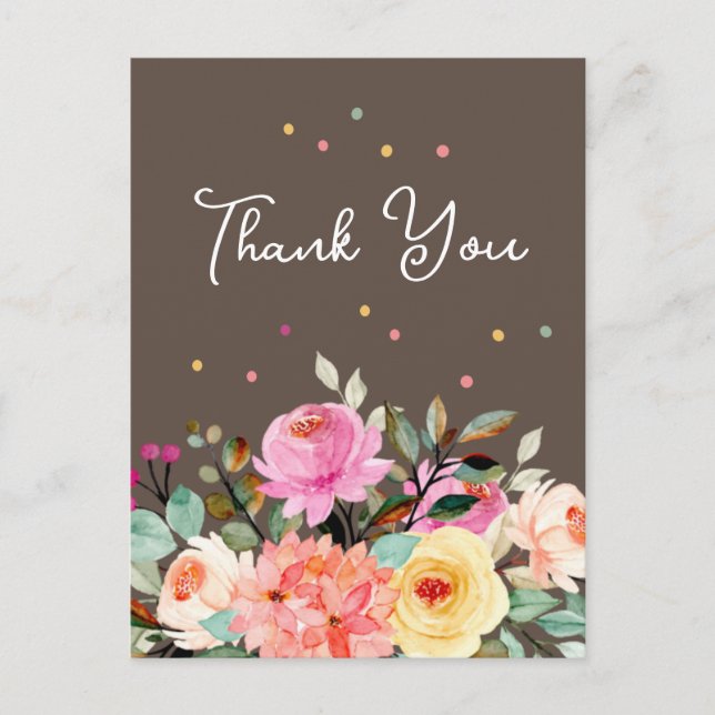 Elégant cadeau Floral ou carte postale Merci Kindn (Devant)