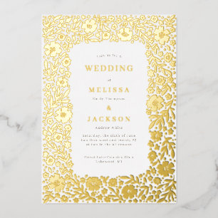 Élégant cadre en fleur faire-part de mariage fil