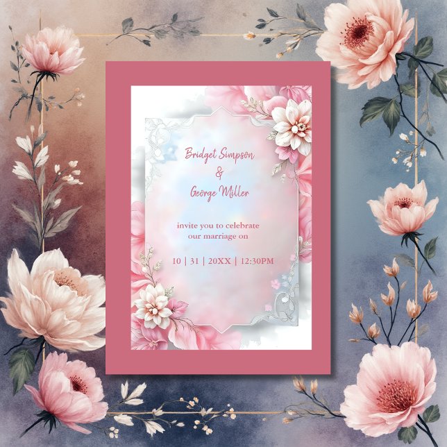 Elégant cadre rose floral douce Pastel mariage lum (Créateur téléchargé)