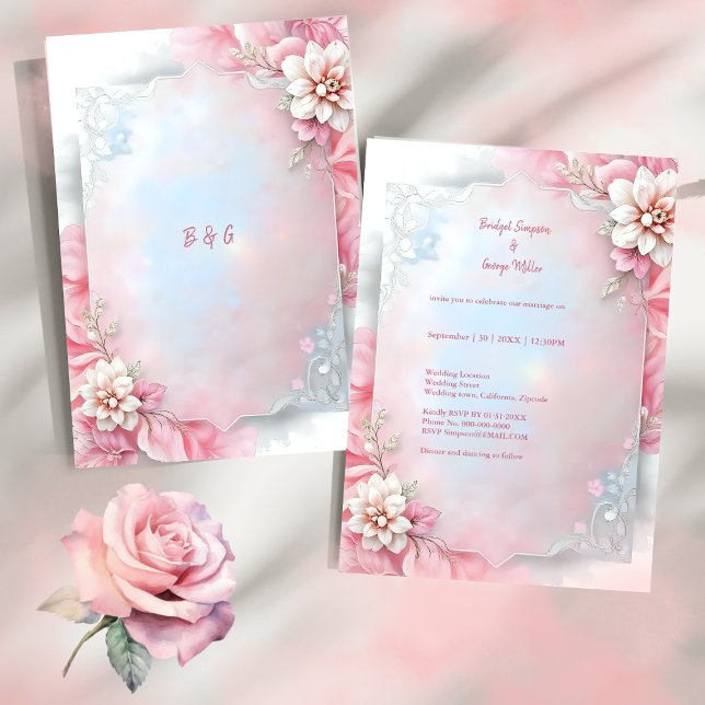 Elégant cadre rose floral douce Pastel mariage lum (Créateur téléchargé)