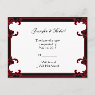 Elégant cadre rouge gothique mariage RSVP carte po