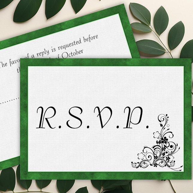 Elégant cadre vert moderne mariage RSVP (Créateur téléchargé)