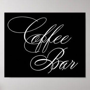 Élégant Café Bar Script blanc Tableau horizontal