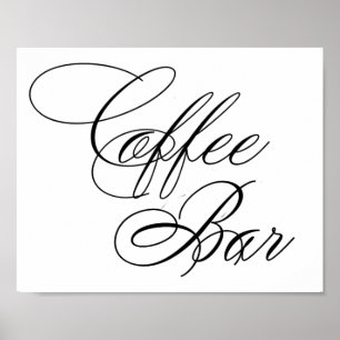 Élégant Café Bar Script noir Tableau horizontal