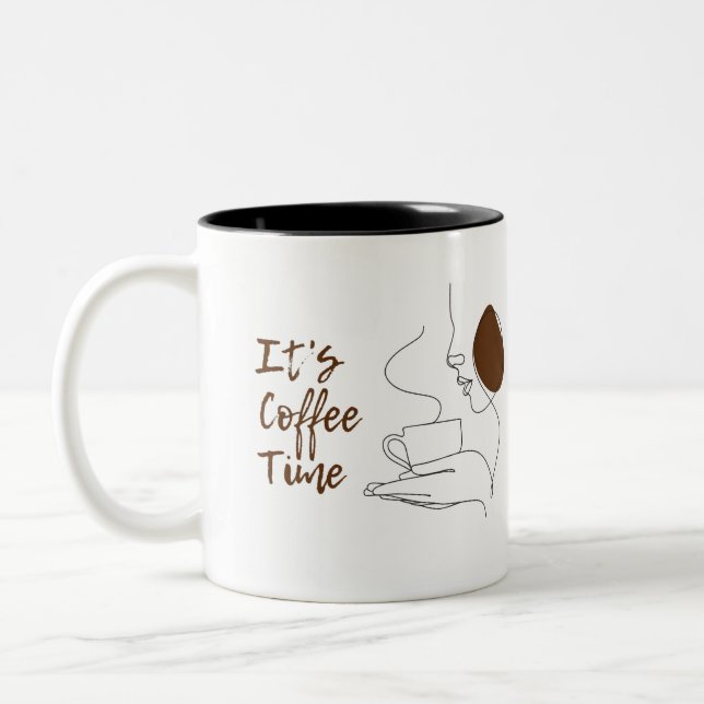 Elégant café Brown temps Mug (Gauche)